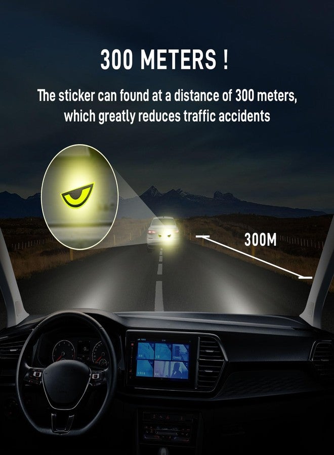 Thcbme 2 Pack Car Stickers Eye Yellow Night Safety Driving Reflective Cute Caution Decal, Motorcycle Helmet Stickers Decals, for Bumpers, Window, Laptop, Wall (Yellow) Reflective 4" by 2" - Image 4