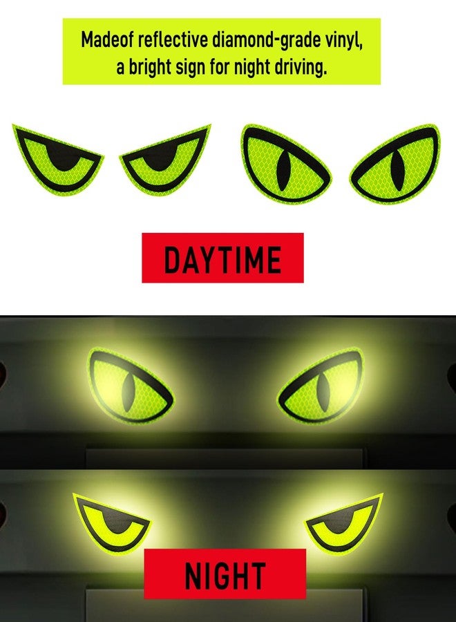 Thcbme 2 Pack Car Stickers Eye Yellow Night Safety Driving Reflective Cute Caution Decal, Motorcycle Helmet Stickers Decals, for Bumpers, Window, Laptop, Wall (Yellow) Reflective 4" by 2" - Image 3