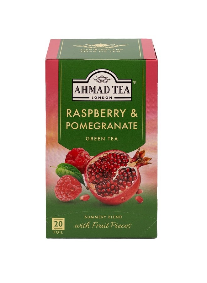 Ahmad Tea Ahmad Raspberry & Pomegranate Flavoured Green Tea with Fruit Pieces 20 Bags - Image 2
