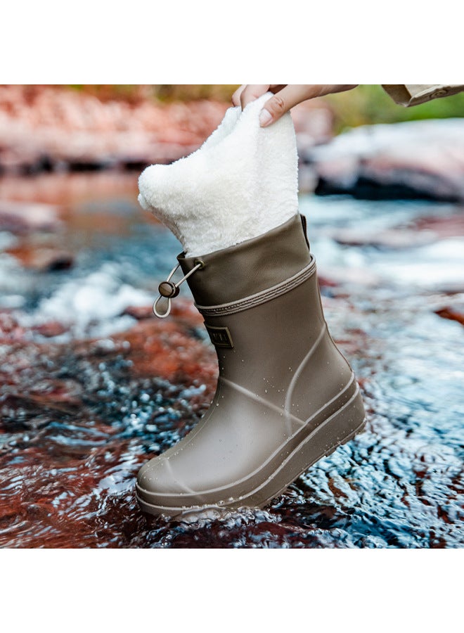 Fashion Short-distance Couple Rain Boots For Men, Cotton-lined For Warmth, Winter Outdoor Rain Boots, Thick-soled Non-slip Kitchen Shoes