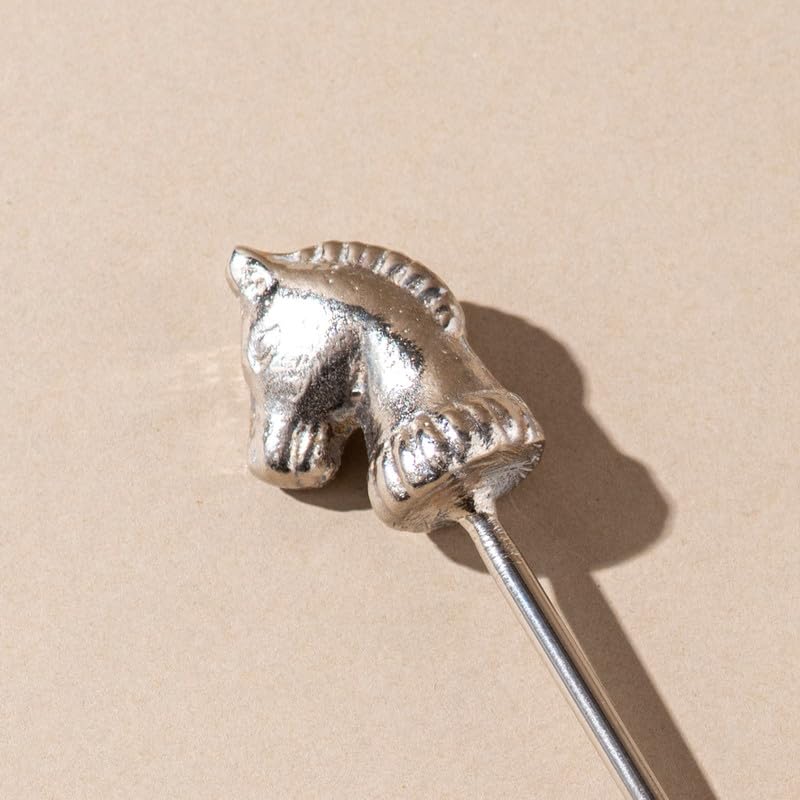 Nestroots Silver Stainless Steel Horse Cocktail Picks | 5 Inches Metallic Animal-Themed Cocktail Accessory for Garnishing Drinks, Serving Snacks, and Enhancing Table Settings & Bar Displays - Image 2
