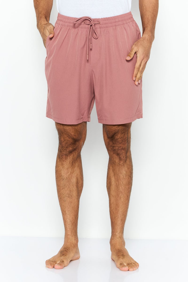DKNY Men Brand Logo Board Shorts, Mauve - Image 1