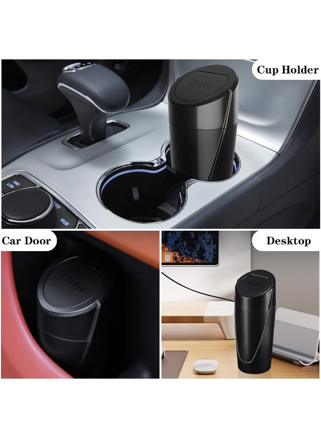 Bukela Car Trash Can Bin with Lid - Car Garbage Can Cup Holder - Black Mini Leakproof Vehicle Trash Garbage Can Bin with 40pcs Trash Bags-Car Organizers and Storage for Front Back Seat Accessories - Image 3