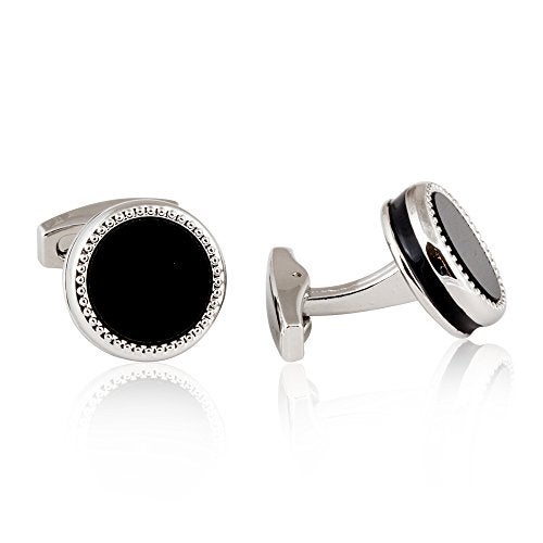 Cuff-Daddy Tuxedo Cufflinks Studs Formal Set Black Enamel Silver with Presentation Box Gift Party Special Occasions Wedding Anniversary - Image 3