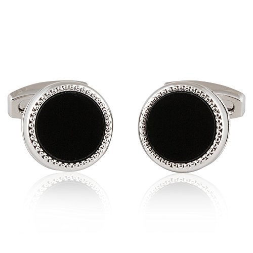 Cuff-Daddy Tuxedo Cufflinks Studs Formal Set Black Enamel Silver with Presentation Box Gift Party Special Occasions Wedding Anniversary - Image 2