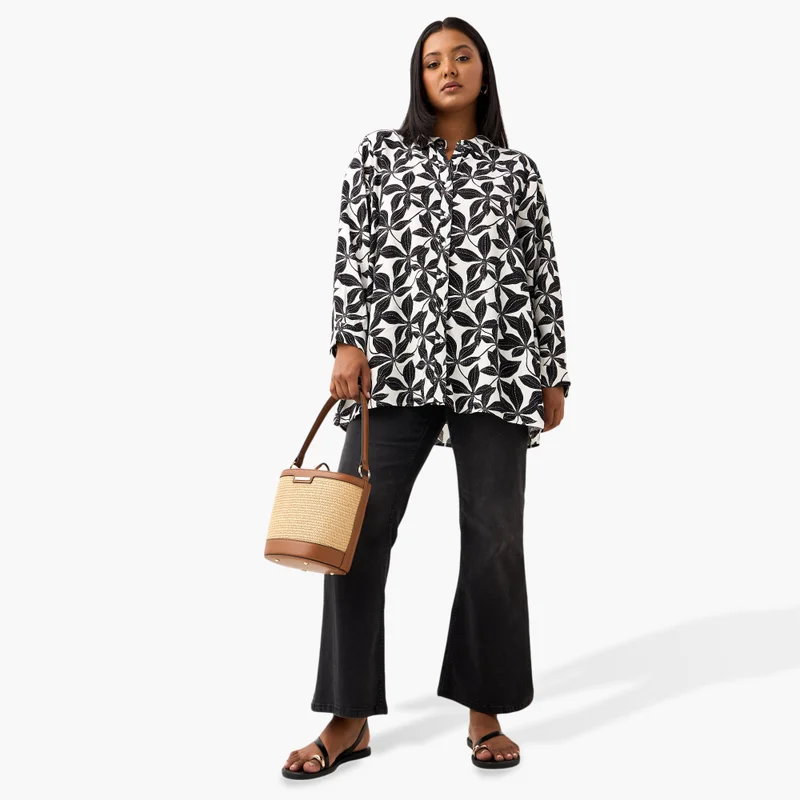  أولا بوبكن Plus Size Ulla Popken All-Over Floral Print Shirt