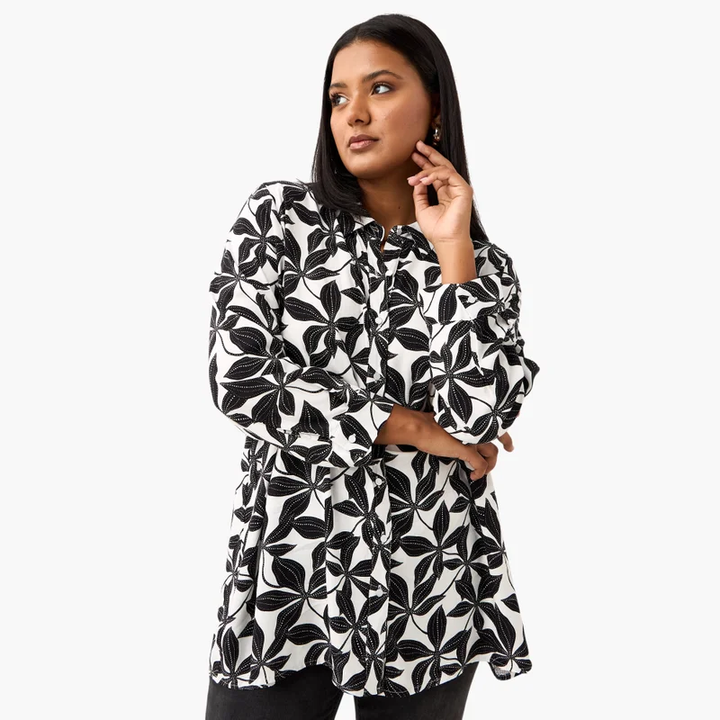  أولا بوبكن Plus Size Ulla Popken All-Over Floral Print Shirt