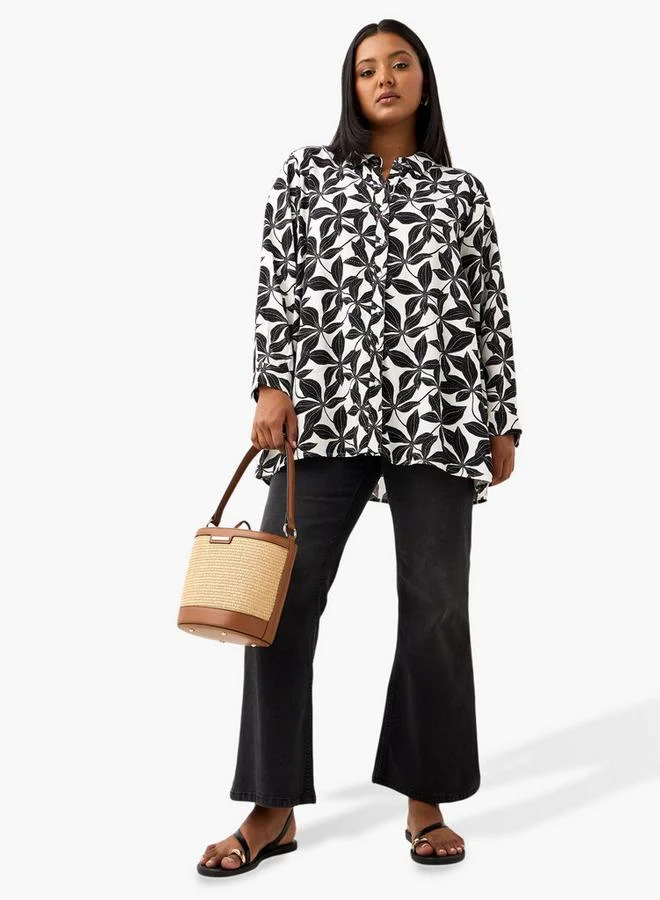 Ulla Popken Plus Size Ulla Popken All-Over Floral Print Shirt