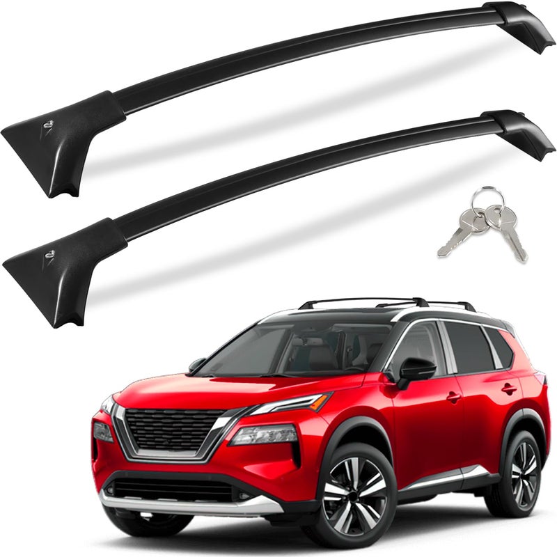 KINGGERI Lockable 260LBS Roof Rack Cross Bars Compatible with Nissan Rogue 2021 2022 2023 2024 2025 SV SL Platinum with Flush Roof Rails Heavy Duty AntiTheft Aluminum Roof Rails Crossbars Rooftop