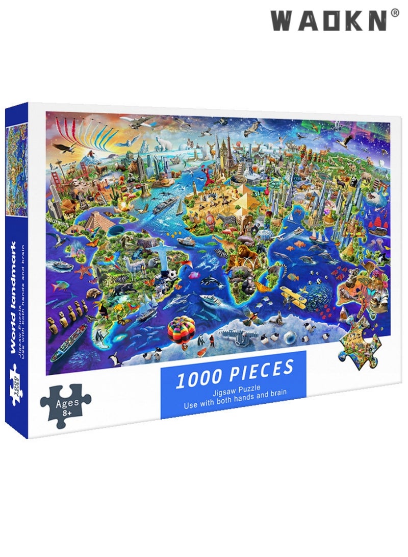 Decompression Puzzles/Adult Puzzles, 1000 Pieces, World Landmark Landscape Puzzle, Home Decoration, Creative Crossword Game, Children Educational Gift Home Decor Suitable For Friends And Family