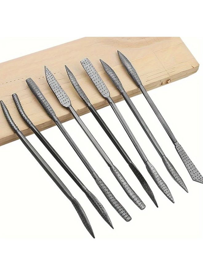 8pcs Wood Carving File Set Dual Ended Riffler Rasps For Woodworking Shaping Grinding - Image 1