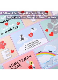 Fainne 16 Sets Pet Sympathy Cards Dog Condolences Cards Pet Bereavement Card And Envelopes Loss Of Pet Dog Sympathy Cards With Inside Messages For Pet Lovers Greeting Cards (Chromatic Style)  - Image 3