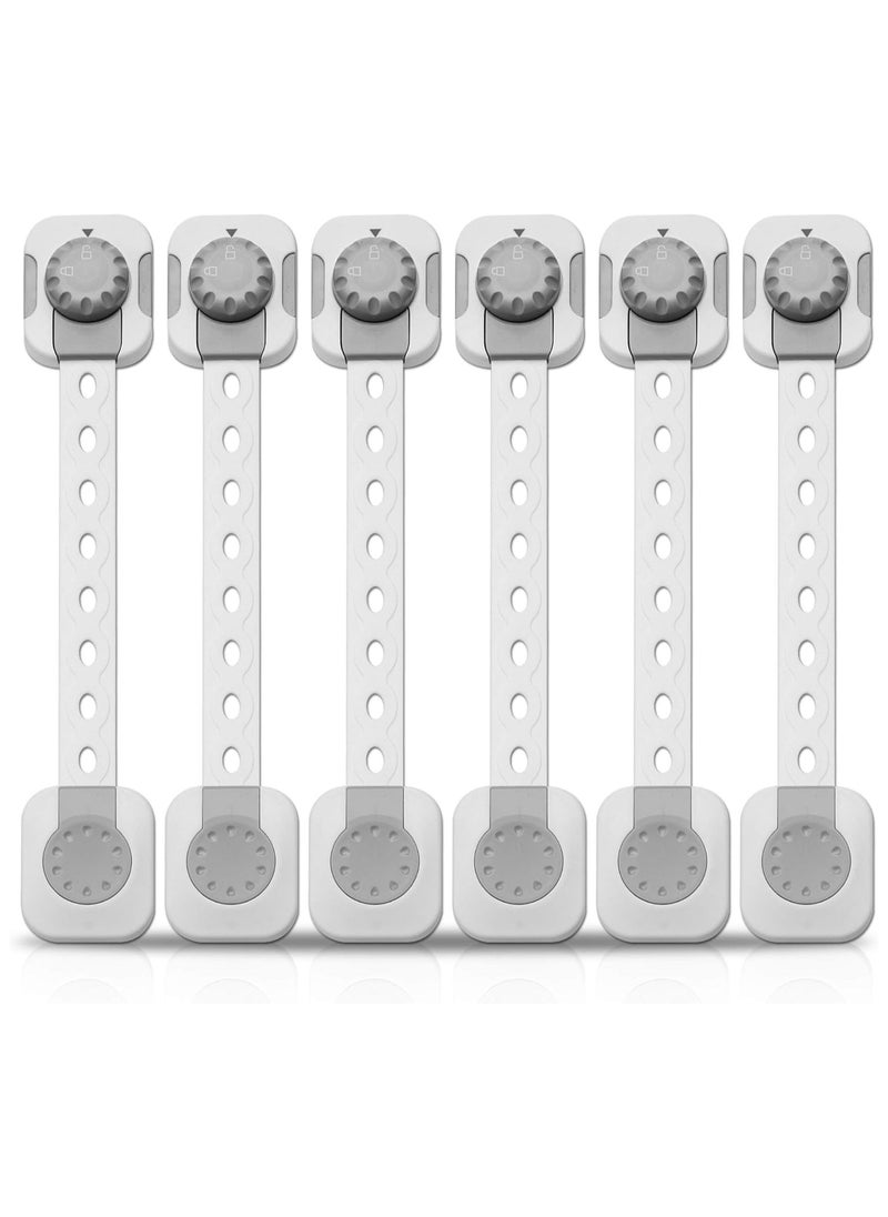 KADRAMA Upgrade Child Safety Locks with Adjustable Strap and Latch System - Cabinets, Drawers, Fridge, Closet Doors - 3M Adhesive Double Action Lock, Child Safety Cabinet Locks for Child Protection (6 Pack)  - Image 1