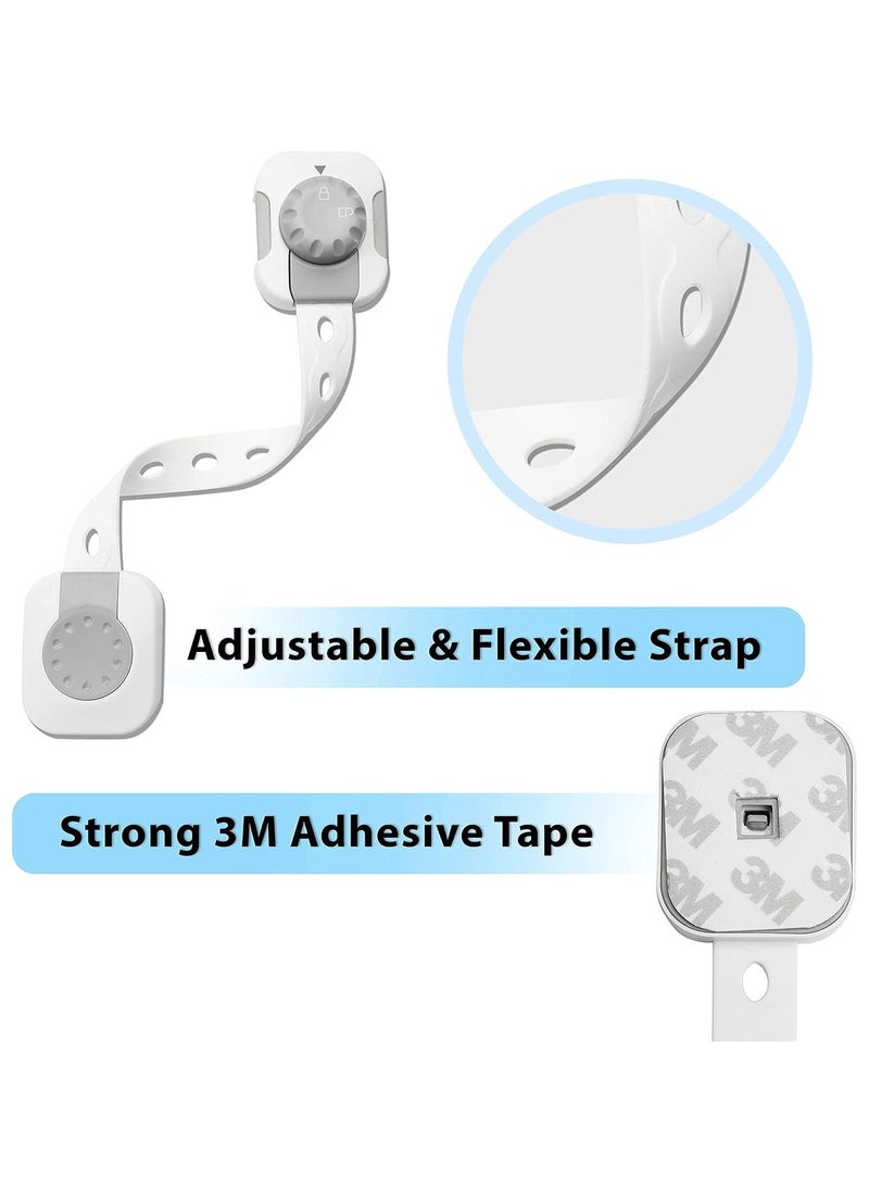 KADRAMA Upgrade Child Safety Locks with Adjustable Strap and Latch System - Cabinets, Drawers, Fridge, Closet Doors - 3M Adhesive Double Action Lock, Child Safety Cabinet Locks for Child Protection (6 Pack)  - Image 3