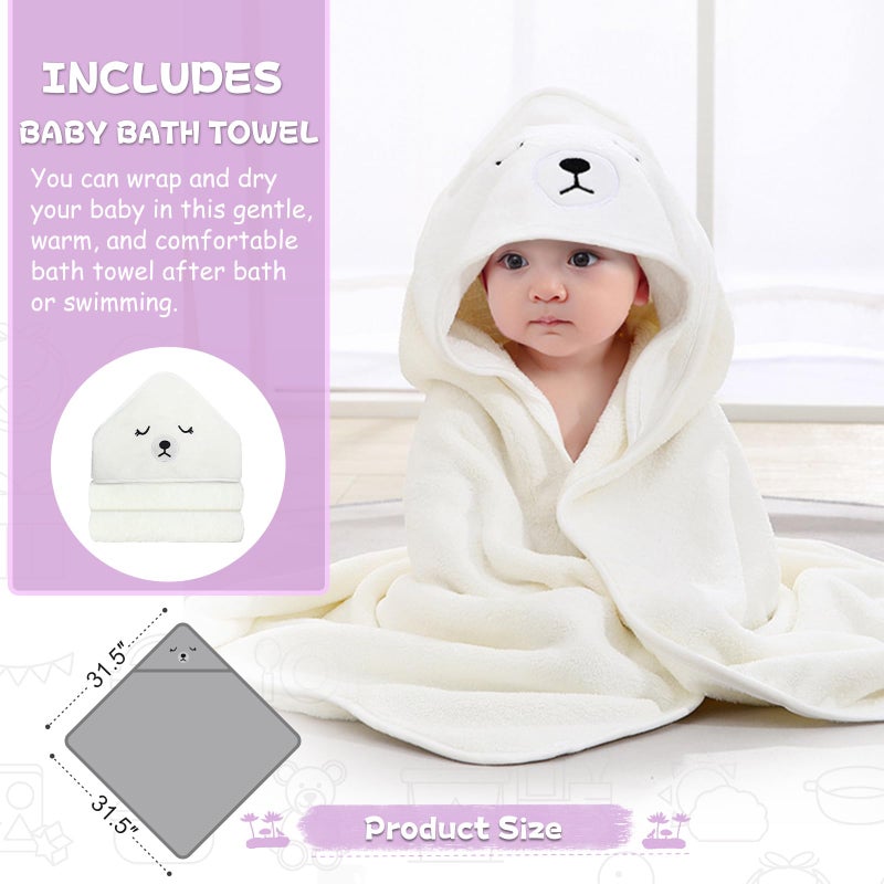 MoreFeel Collapsible Baby Bathtub for Newborn with Thermometer & 1 Hooded Towel & 1 Soft Floating Cushion,Portable Travel Bathtub with Drain Hole, Durable Foldable Baby Tubs for Infants to Toddler - Image 3