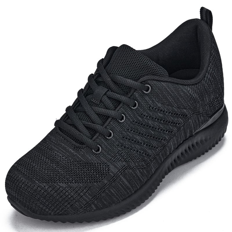 CALTO CALTO Mens Invisible Height Increasing Elevator Shoes BlackCharcoal Grey Ultra Lightweight Sporty Sneakers 26 Inches Taller Q213 Size 7 DM US
