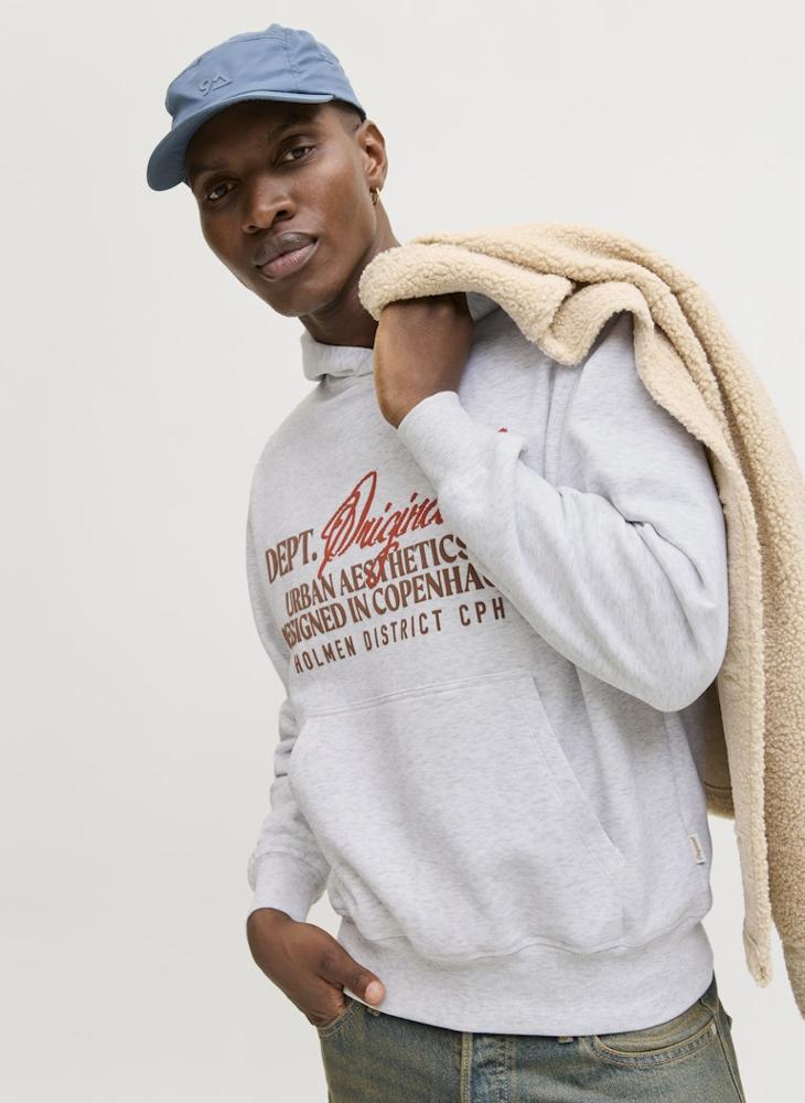 JACK & JONES Text Print Regular Fit Hoodie - Image 1
