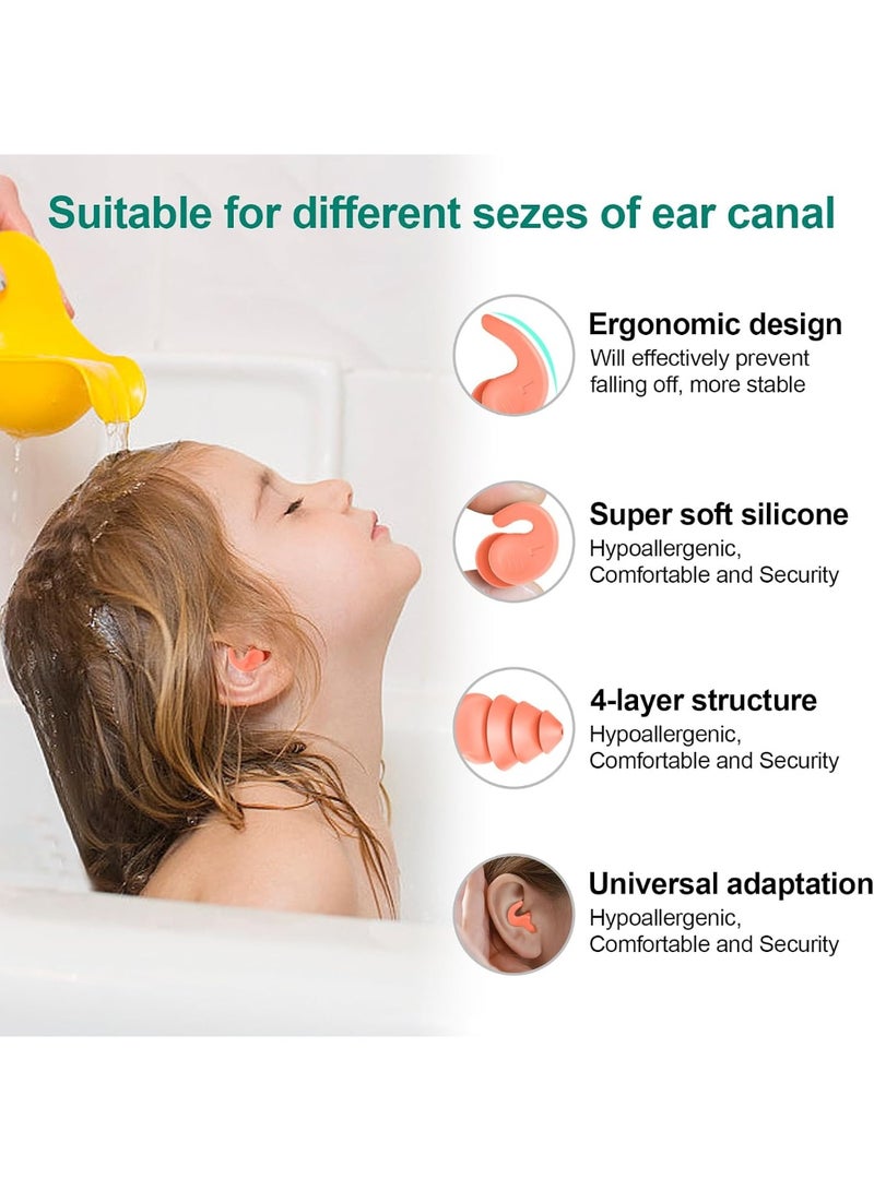 PYC Kids Swimming Ear Plugs,3 Pairs Waterproof Reusable Silicone Child Swim Earplugs for Swimming Surfing Bathing Showering,Small Children Water Ear Plugs Suitable for Boys and Girls (Kids 4-12 Years Old) - Image 2