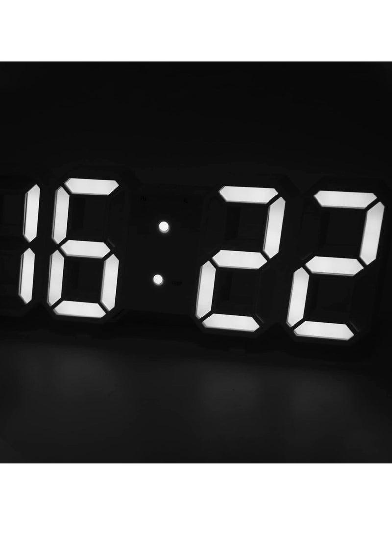 MIXDE - 3D LED Digital Alarm Clock Easy Read, Modern Design LED Wall/Desk Clocks with Alarm, Multi-Levels Brightness, Time, Date, Thermometer, Nightlight for Bedroom Office Kitchen - Image 1