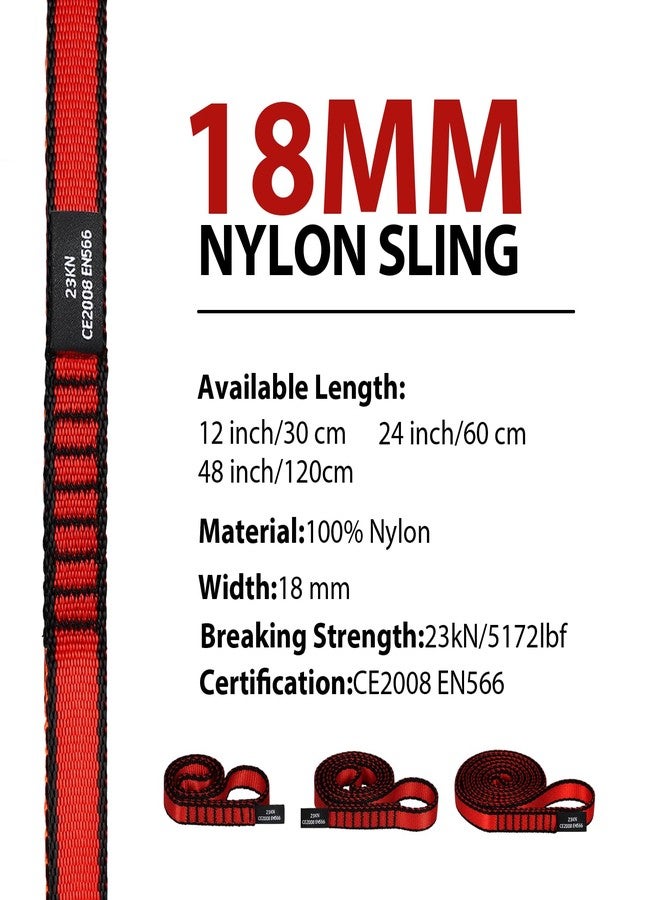 KLYTORX 18MM Nylon Climbing Sling Runner - 23KN CE2008/EN566 Certified Climbing Webbing for Rock Climbing, Rappelling, Mountaineering, Outdoor Adventures, Emergency Anchoring 30cm/ 12inch |Pack of 6（Red） - Image 2