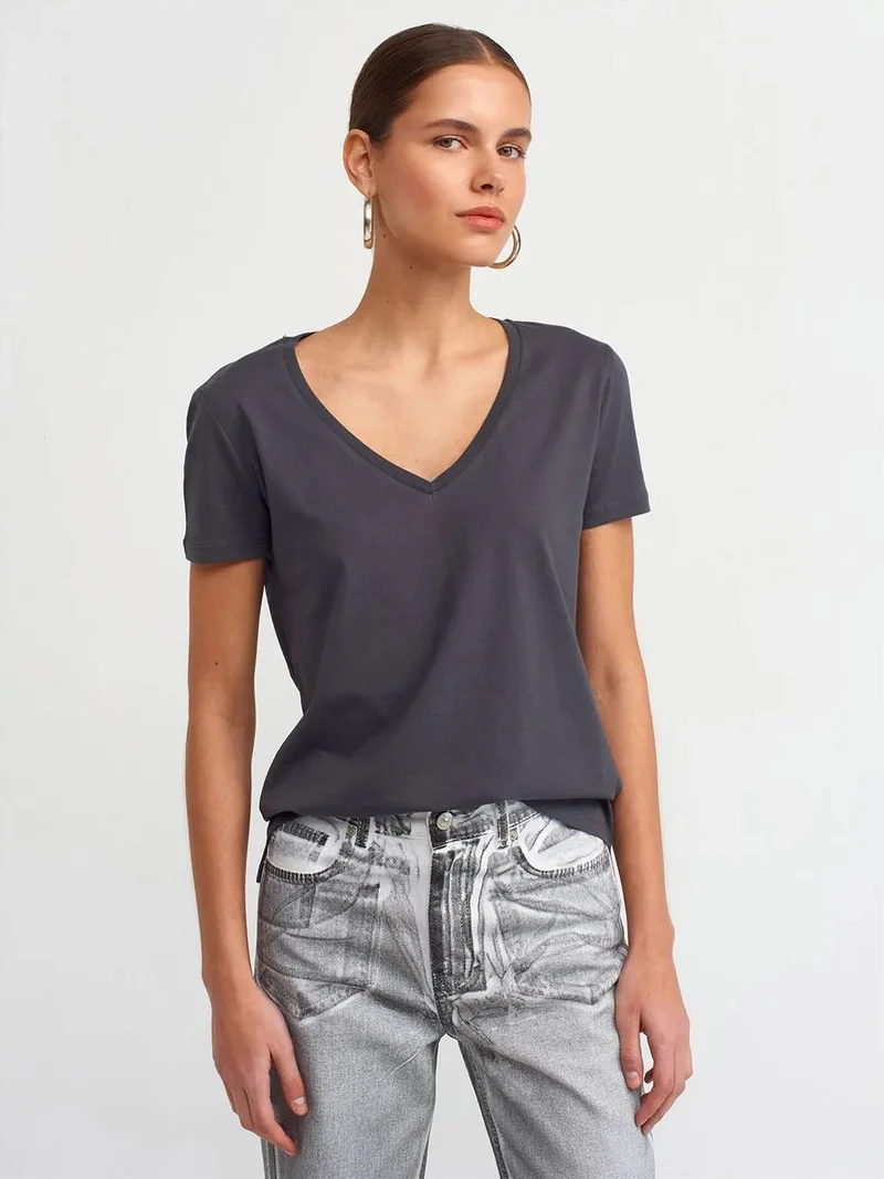 ديلفين Dilvin Women’s Cotton V-Neck T-Shirt