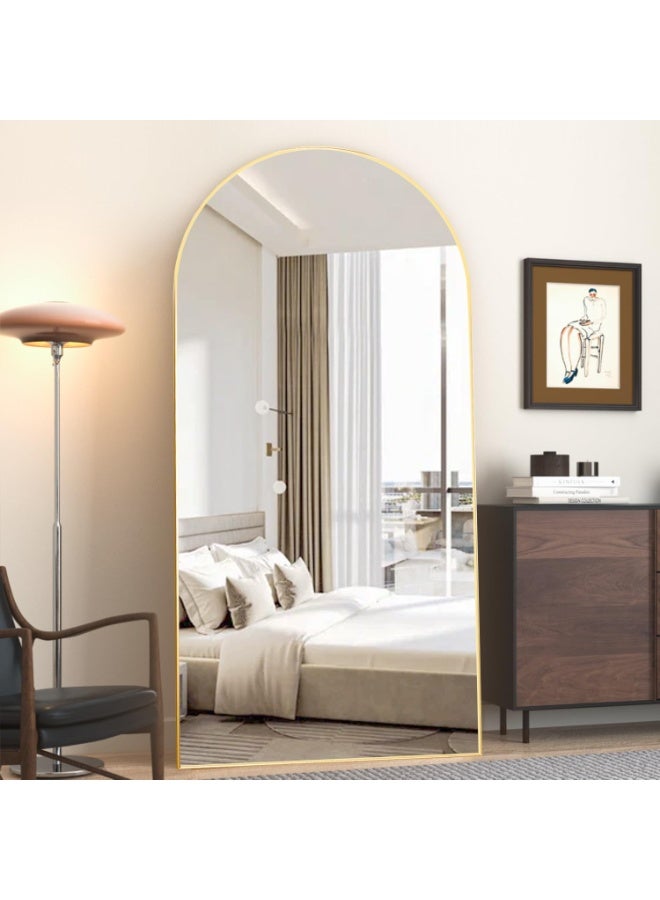 CASSILANDO Full Length Mirror 193x86cm Arch Floor Mirror with Stand Arched Mirror Full Body Mirror Gold Standing Hanging or Leaning Against Wall for Bedroom - Image 3