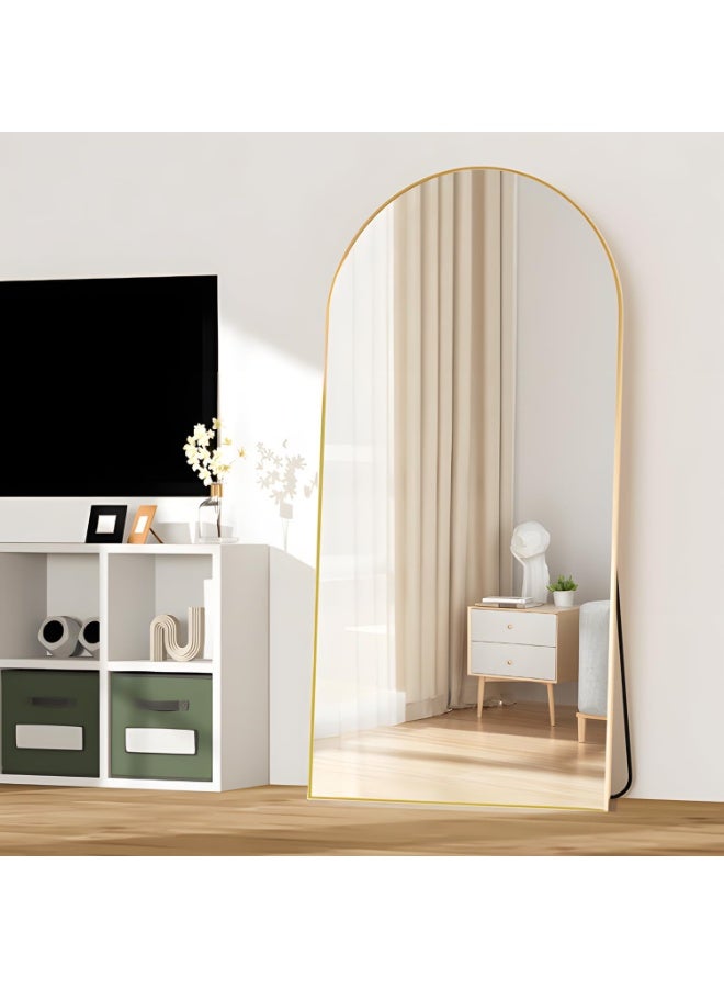 CASSILANDO Full Length Mirror 193x86cm Arch Floor Mirror with Stand Arched Mirror Full Body Mirror Gold Standing Hanging or Leaning Against Wall for Bedroom - Image 4