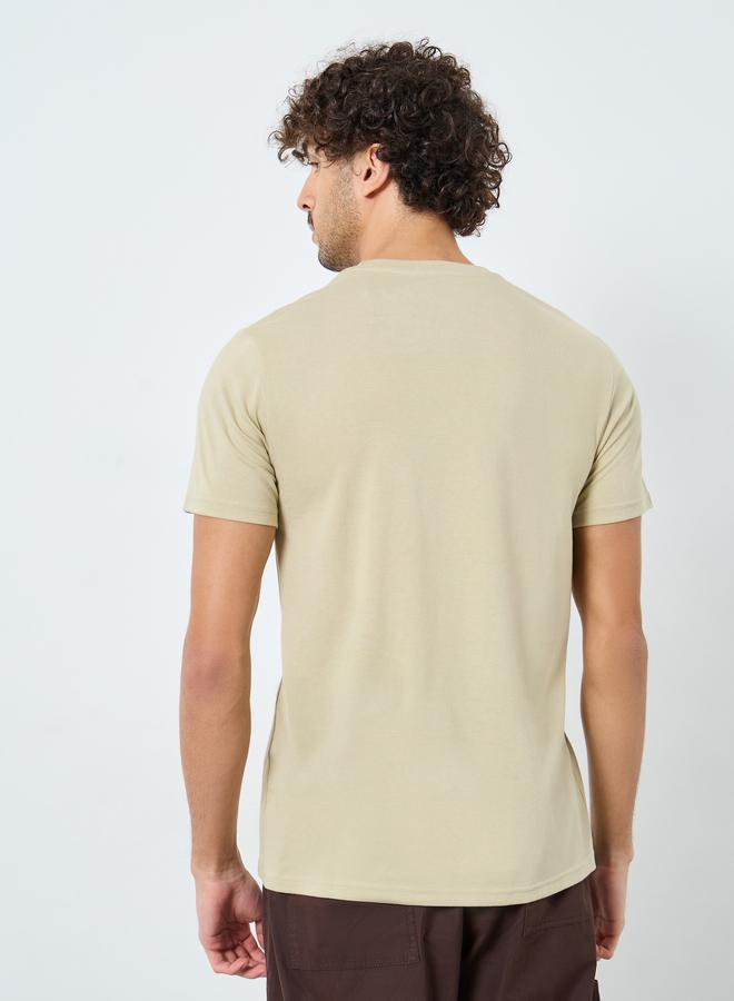 Styli Khaki Crew Neck Slogan Print T-Shirt - Image 5