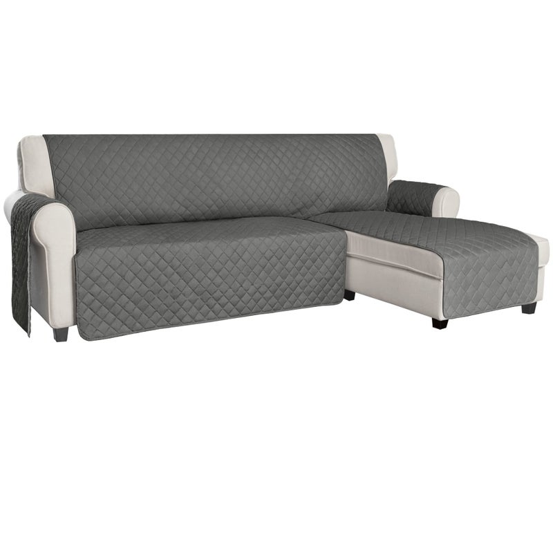 ISSUNTEX Sectional Couch Covers for Dogs Reversible L Shaped Sofa Cover Water Resistant Chaise Lounge Cover Furinture Protector for Kids Pets Small GrayGray