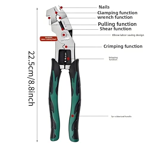 XBEY Heavy-Duty Multi-Purpose Ammonium Steel Pliers with Non-Slip Jaws & Handle - Corrosion-Resistant, Sturdy Construction for Cutting, Shearing, Stripping, Tightening (Heavy Duty Green Plier) - Image 4
