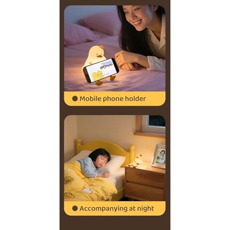 ATSUI Duck Night Light, Cute LED Squishy Novelty Animal Night Lamp, Food Grade Silicone, 3 Level Dimmable Rechargeable Nursery Nightlight for Breastfeeding Toddler Baby Kids, Cute Gifts for Kids - Image 5