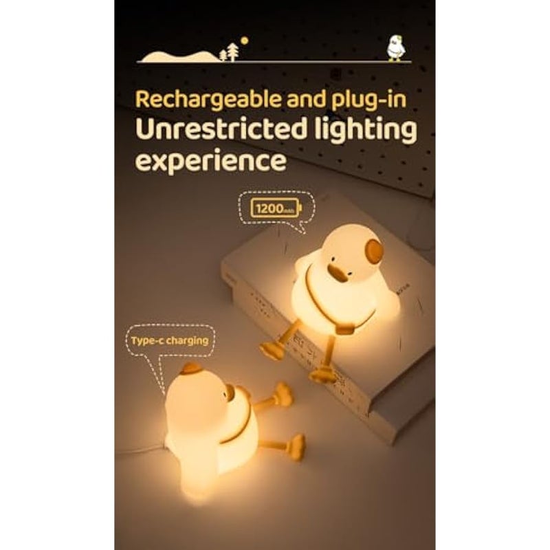 ATSUI Duck Night Light, Cute LED Squishy Novelty Animal Night Lamp, Food Grade Silicone, 3 Level Dimmable Rechargeable Nursery Nightlight for Breastfeeding Toddler Baby Kids, Cute Gifts for Kids - Image 3