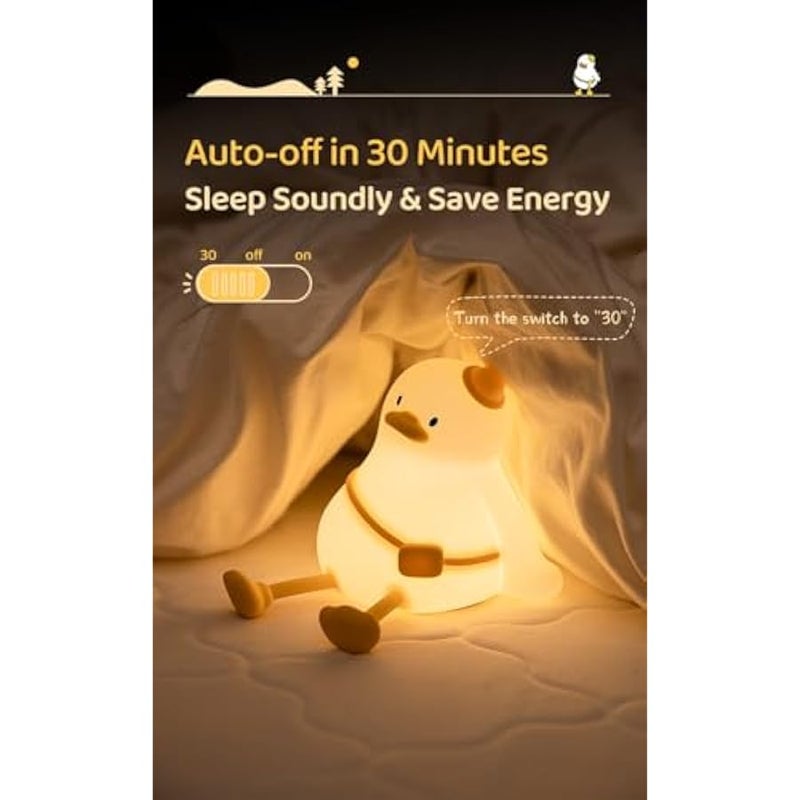 ATSUI Duck Night Light, Cute LED Squishy Novelty Animal Night Lamp, Food Grade Silicone, 3 Level Dimmable Rechargeable Nursery Nightlight for Breastfeeding Toddler Baby Kids, Cute Gifts for Kids - Image 4