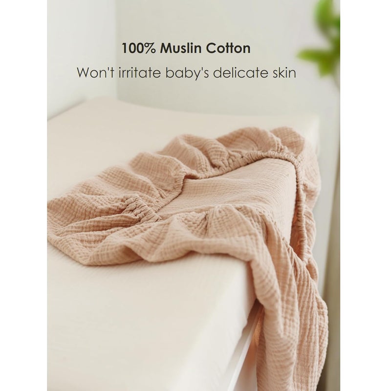 MairMore Changing Pad Cover for Neutral Baby Muslin Soft Cotton Diaper Changing Table Pad Cover Changing Pad Sheets for Girls and Boys  2 PackClay  Ivory - Image 3