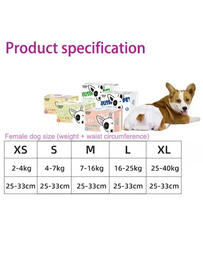 حفاضات أساسية للكلاب الإناث، 10 قطع، خمسة مقاسات (XS/S/M/L/XL) حفاضات للحيوانات الأليفة، لفائف فائقة الامتصاص للاستخدام مرة واحدة مع ملاءمة آمنة، مانعة للتسرب ومريحة - Image 3
