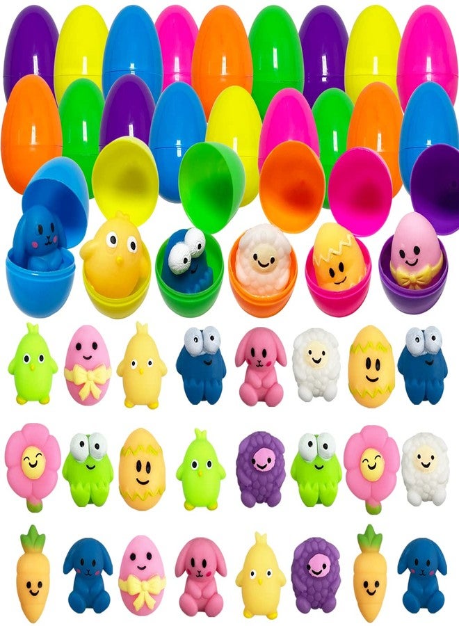 JoFAN 24 Pack Plastic Prefilled Easter Eggs with Easter Mochi Squishy Toys Inside for Kids Boys Girls Toddlers - Image 1