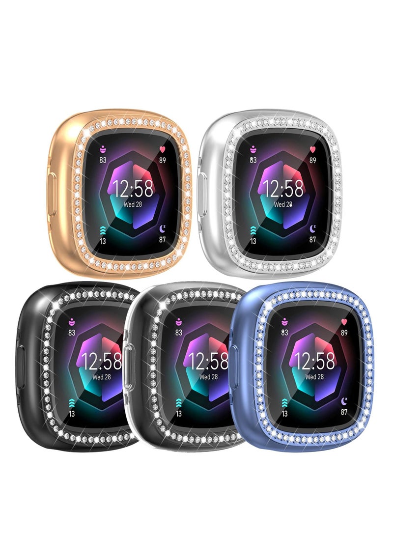 Excefore Watch Screen Case, Compatible with Fitbit Versa 4 Fitbit Sense 2 Clear Screen Protector Case Diamond Crystal Tpu Full Protective Cover Smartwatch Accessories  - Image 1