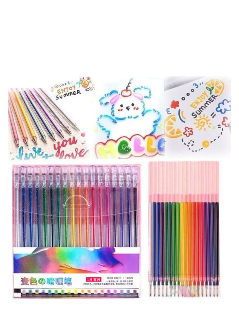 phomemo Strengthfully Glitter Gel Pens, Strengthfully Pens, Strengthfully Markers, Strengthfully Glitter Gel Pen Set, Glitter Gel Pens For Adult Coloring Books Fine Tip Colored Pens (18PCS with Refill)  - Image 1
