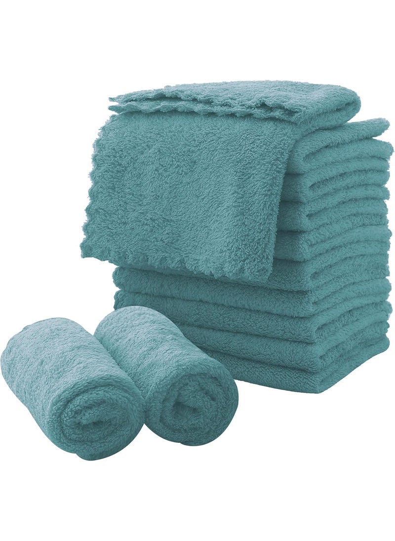 MOONQUEEN Microfiber Facial Cloths Fast Drying Washcloth 12 pack  Premium Soft Makeup Remover Cloths  Teal 