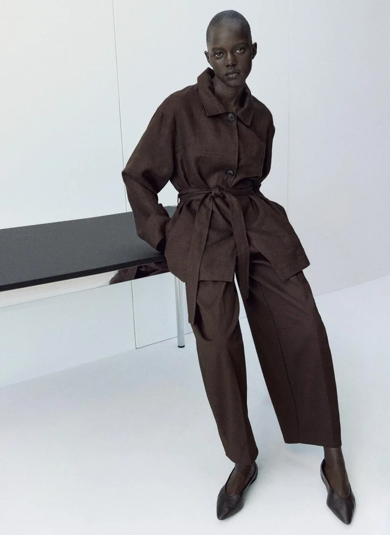 MANGO  Linen Jacket With Belt for Women | Best Price UAE