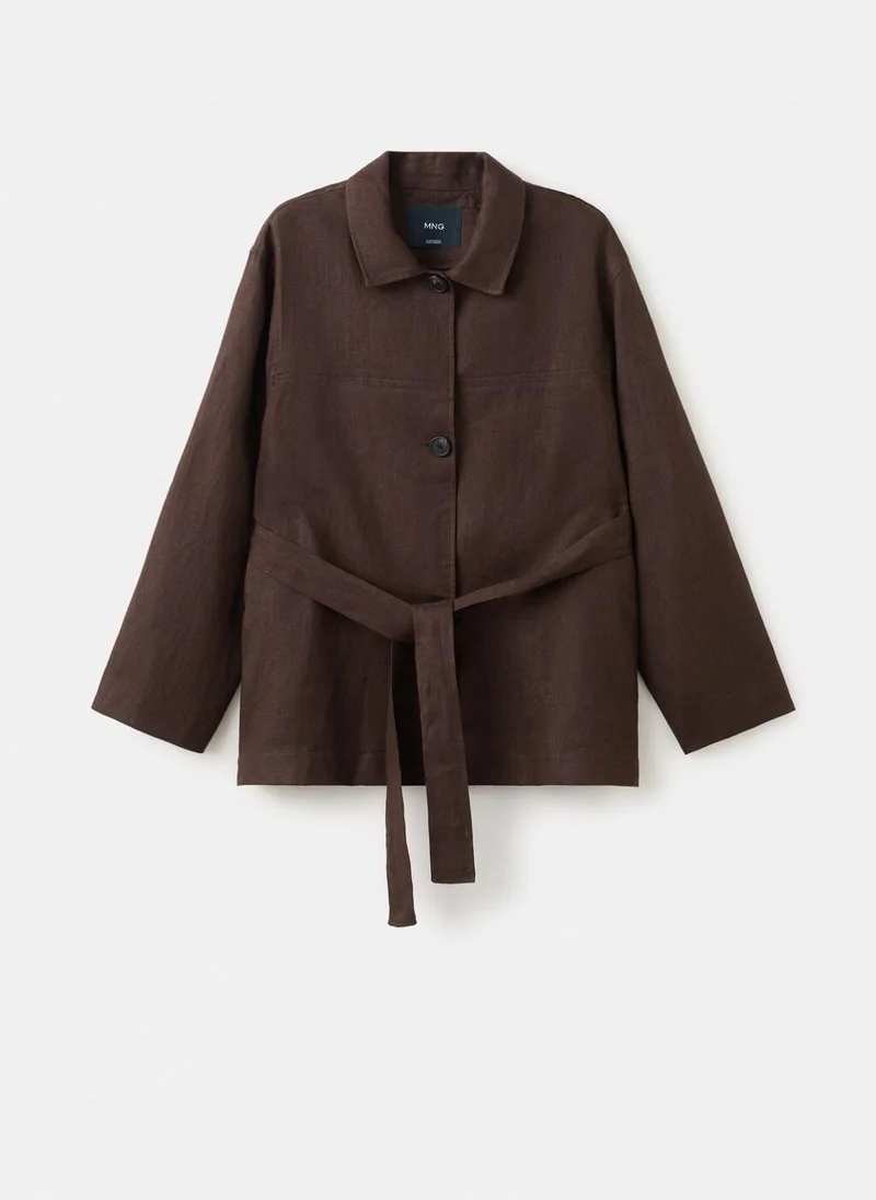 MANGO  Linen Jacket With Belt for Women | Best Price UAE