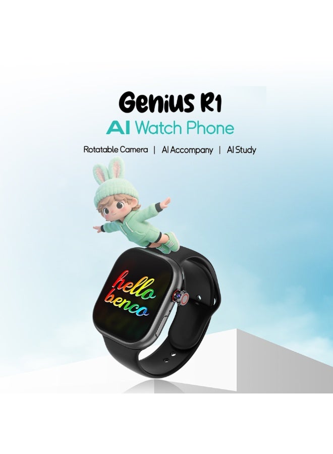 benco R1 Kids Safety Smartwatch 4G with Sim, Wifi, Whatsapp, Video & Audio Call - Black - Image 3
