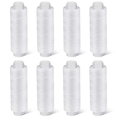 Bupete 8 Rolls White Thread for Sewing 200 Yards Each Roll Sewing Thread Polyester Threads for Sewing Machine Embroidery Hand Stitching - Image 1