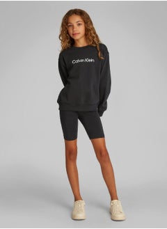 Calvin Klein Jeans Kids' Relaxed Crew Neck T-Shirt and Cycling Shorts Set - Cotton, Black  - Image 1