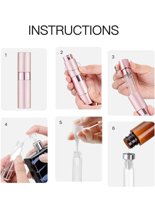 Beauenty - 2-Piece 10ml Portable Perfume Atomizer Kit with Liquid Dispensing Tool, Refillable Empty Mini Spray Bottle Perfume Bottle for Perfume Cologne, Liquid Sprayer, Rotating Design Use Aluminum Shell And Glass Liner, Black and Pink - Image 1