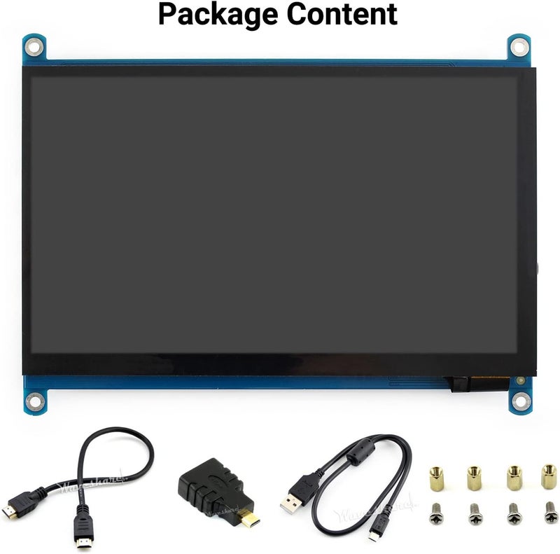 ويف شير شاشة لمس سعوية مقاس 7 بوصة من متوافقة مع لوحات Raspberry Pi 5/4B/3B+/3A+/2B/B+/A+/Zero/Zero W/WH/Zero 2W CM3+/4 Series بدقة 1024×600 واجهة HDMI IPS تدعم Windows - Image 2