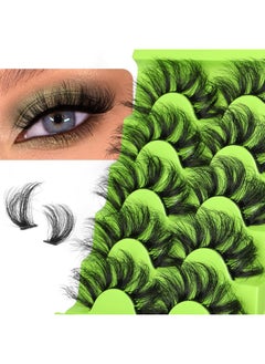 Cluster Lashes 16-22mm Fluffy Dramatic Curly Russian Strip Cat-Eye Individual Lashes Wispy DIY Lash Extensions 6D Faux Mink False Eyelashes