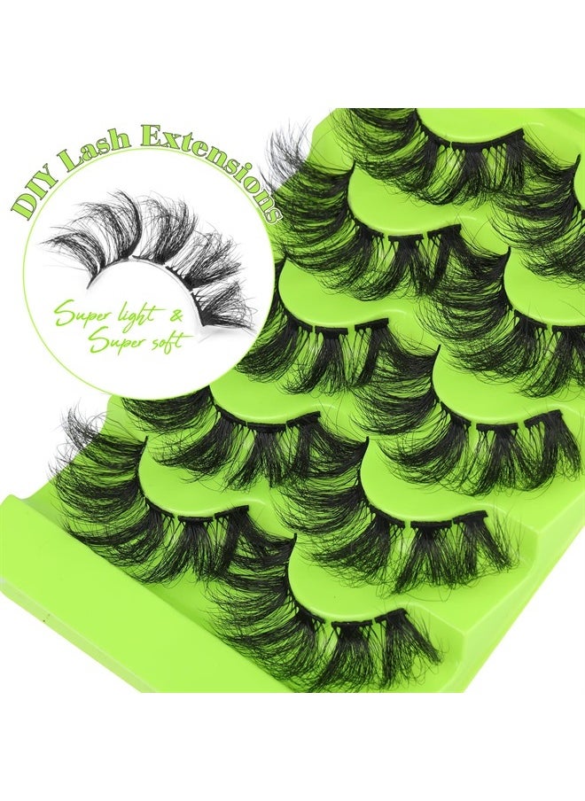 Boahankuke - Cluster Lashes 16-22mm Fluffy Dramatic Curly Russian Strip Cat-Eye Individual Lashes Wispy DIY Lash Extensions 6D Faux Mink False Eyelashes - Image 1
