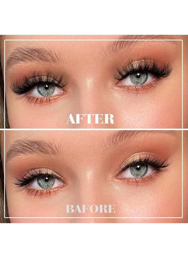 Boahankuke - Cluster Lashes 16-22mm Fluffy Dramatic Curly Russian Strip Cat-Eye Individual Lashes Wispy DIY Lash Extensions 6D Faux Mink False Eyelashes - Image 1