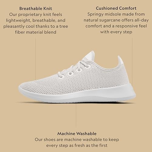 Allbirds Women’s Tree Runner, Everyday Sneakers, Machine Washable Shoe Made with Natural Materials - Kaikoura White (White Sole) - 7 Medium - Image 3